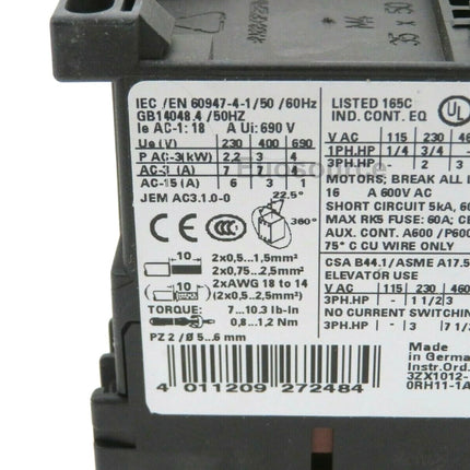3RT1015-1AB01 Siemens Power Contactor