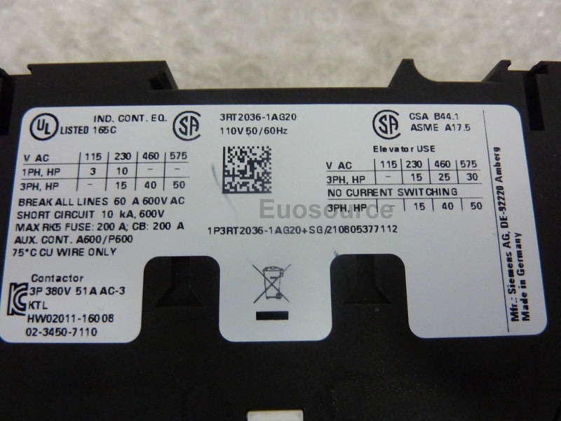3RT2036-1AG20 Siemens Power Contactor