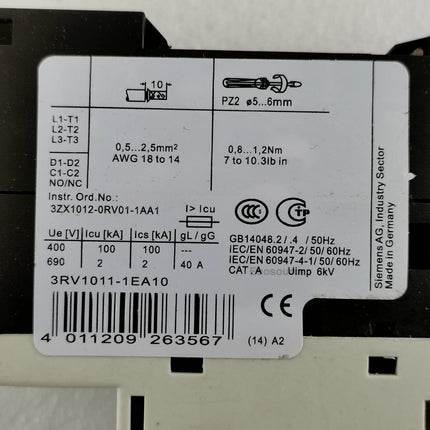 3RV1011-1EA10 Siemens Circuit Breaker