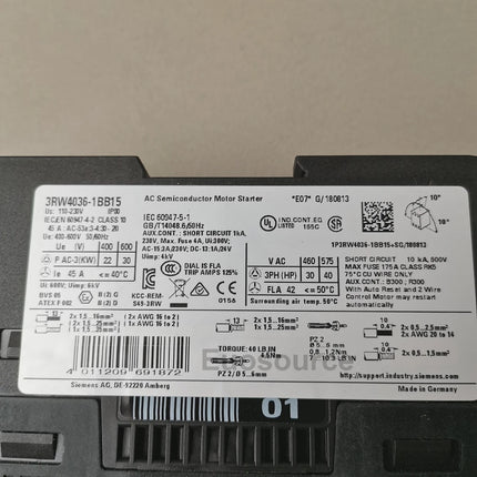 3RW4036-1BB15 Siemens Soft Starter