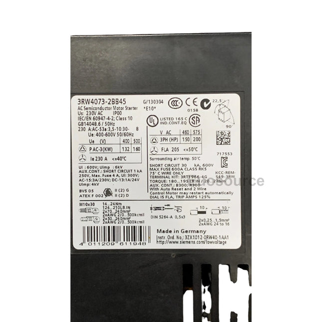 3RW4073-2BB45 Siemens Soft Starter