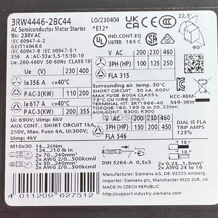 3RW4446-2BC44 Siemens Soft Starter
