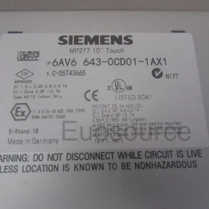 6AV6643-0CD01-1AX1 Siemens Touch Screen