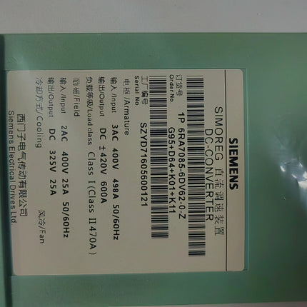 6RA7085-6DV62-0 Siemens Frequency Converter