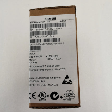 6SE6420-2UD21-1AA1 Siemens Frequency Converter