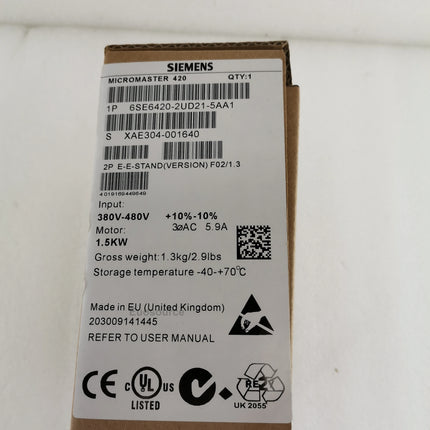 6SE6420-2UD21-5AA1 Siemens Inverter