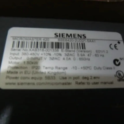 6SE6420-2UD21-5AA1 Siemens Frequency Converter