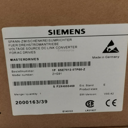 6SE7012-0TP60-Z G91 Siemens Inverter