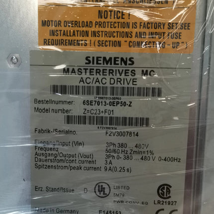 6SE7013-0EP50 Siemens Frequency Converter