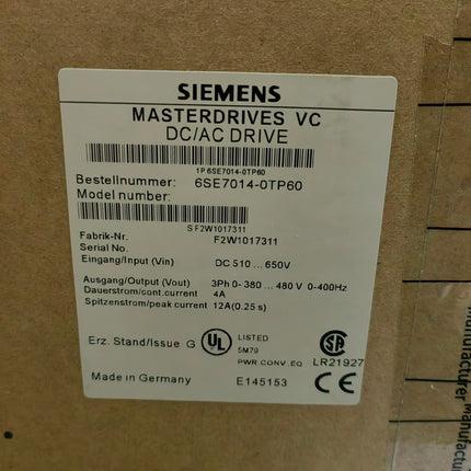 6SE7014-0TP60 Siemens Frequency Converter