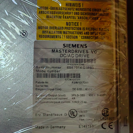 6SE7014-0TP60 Siemens Frequency Converter