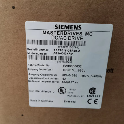 6SE7016-0TP50 Siemens Frequency Converter