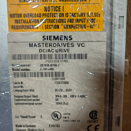6SE7016-0TP60 Siemens Frequency Converter