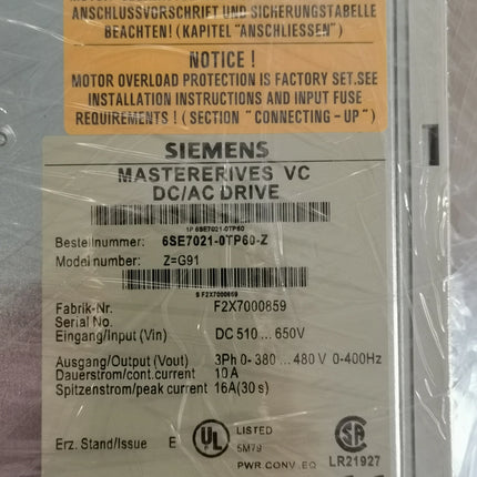 6SE7021-0TP60 Siemens Frequency Converter