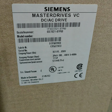 6SE7031-0TE60 Siemens Frequency Converter
