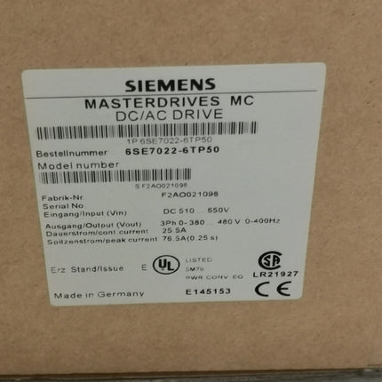 6SE7022-6TP50 Siemens Compact Plus Inverter