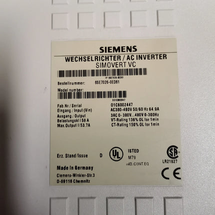 6SE7026-0ED61 Siemens Frequency Converter