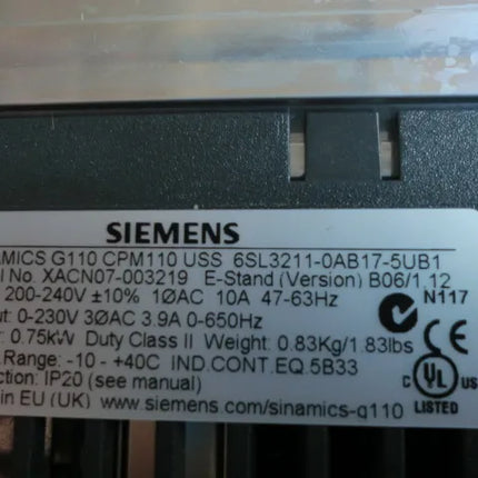 6SL3211-0AB17-5UB1 Siemens Frequency Converter