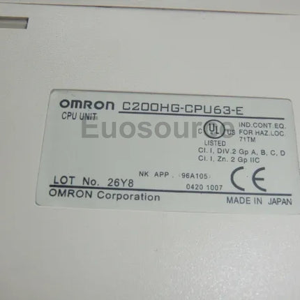 C200HG-CPU63-E Omron PLC Expandable 880 I/O