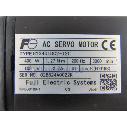FUJI ELECTRIC GYS401DC2-T2C Servo Motor - FALDIC-W, 0.4 kW, Tapped Shaft