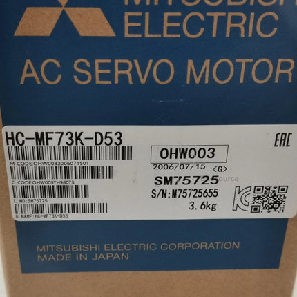 HC-MF73K-D53 Mitsubishi Servo Motor