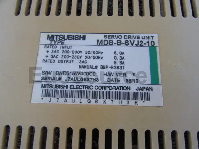 MDS-B-SVJ2-10 Mitsubishi Servo Drive