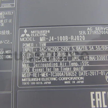 MR-J4-100B-RJ020 Mitsubishi Servo Drive