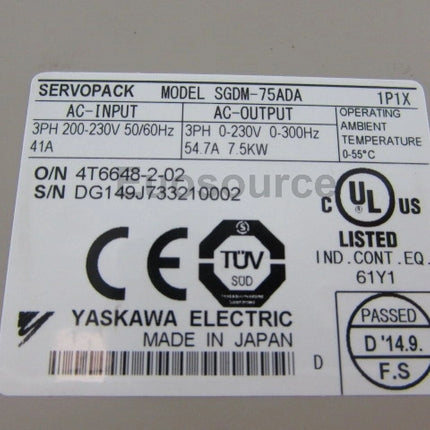 SGDM-75ADA Yaskawa Servo Drive Analog control