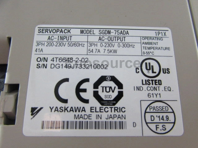SGDM-75ADA Yaskawa Servo Drive Analog control