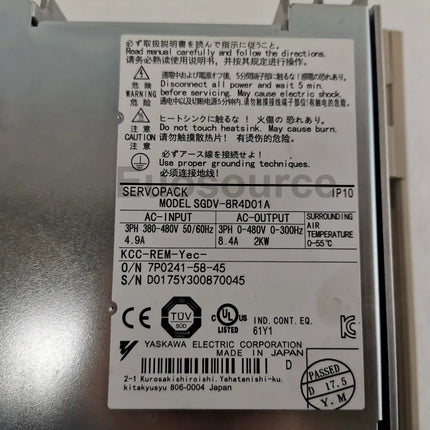 SGDV-8R4D01A Yaskawa Servo Drive Compact industrial